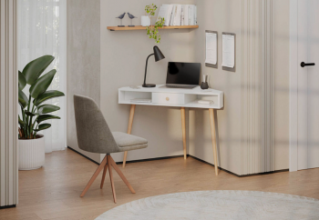 Стол письменный угловой, арт.6-01104, белый(ГК) в Невьянске - nevyansk.mebel-e96.ru