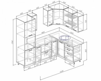 Угловой кухонный гарнитур Жемчуг 2400х1600 мм в Невьянске - nevyansk.mebel-e96.ru