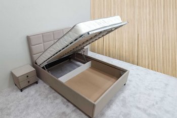 Кровать с подъемным механизмом Мега беж (Лин) в Невьянске - nevyansk.mebel-e96.ru