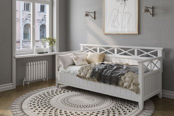 Кровать из массива Амелия белый античный (БМ) в Невьянске - nevyansk.mebel-e96.ru