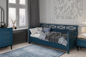 Кровать из массива Амелия сапфир без ящиков (БМ) в Невьянске - nevyansk.mebel-e96.ru