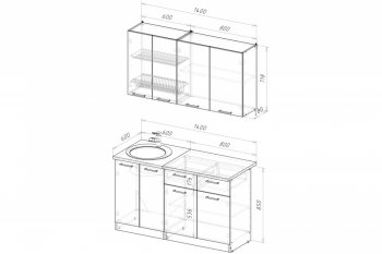 Кухонный гарнитур Антика медиум 2 1400 мм (Герда) в Невьянске - nevyansk.mebel-e96.ru