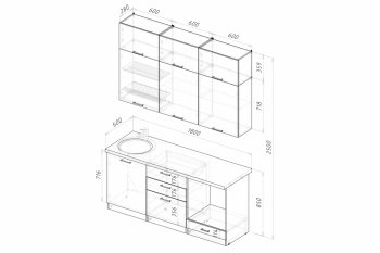 Кухонный гарнитур Асая макси 1800 мм (Герда) в Невьянске - nevyansk.mebel-e96.ru