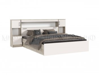 Кровать Бася 1600 мм с надстройкой и тумбами крафт/кашемир (Миф) в Невьянске - nevyansk.mebel-e96.ru