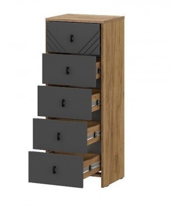 Комод (5 ящиков) Байкал Графит/Дуб золотой (СВ) в Невьянске - nevyansk.mebel-e96.ru