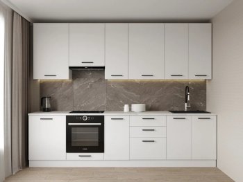 Кухонный гарнитур высокий Белый глянец 3000 мм МДФ (Санвут) в Невьянске - nevyansk.mebel-e96.ru