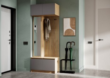 Прихожая Бостон Лайт комп.1 серый шифер (Стиль) в Невьянске - nevyansk.mebel-e96.ru