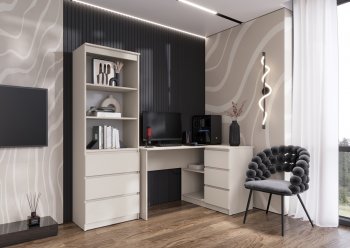 Письменный стол угловой + Стеллаж Челси кашемир (Миф) в Невьянске - nevyansk.mebel-e96.ru