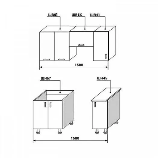 Кухонный гарнитур Диана-4У Лофт 1600 мм в Невьянске - nevyansk.mebel-e96.ru