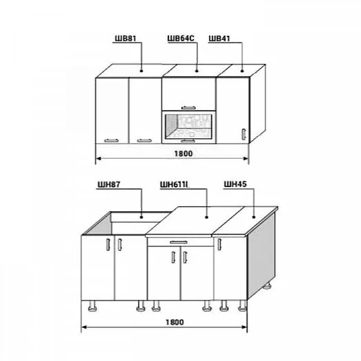 Кухонный гарнитур Диана-4У Лофт 1800 мм в Невьянске - nevyansk.mebel-e96.ru