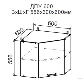 ДУСЯ Шкаф верхний ДПУ600 угловой (600*556мм) в Невьянске - nevyansk.mebel-e96.ru | фото