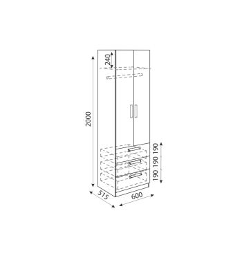 Шкаф 600 мм с ящиками Дуглас М04 (Риннер) в Невьянске - nevyansk.mebel-e96.ru