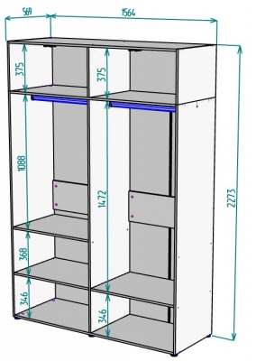 Шкаф 1564 мм Erik H313 + Антресоль HA4 (Дуб вотан) в Невьянске - nevyansk.mebel-e96.ru