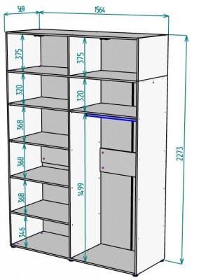 Шкаф 1564 мм Erik H318 + Антресоль HA4 (Графит) в Невьянске - nevyansk.mebel-e96.ru