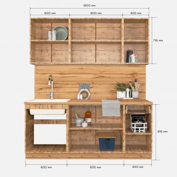 КУхонный гарнитур Эстетик 1800 мм порт-ройал (Сурская) в Невьянске - nevyansk.mebel-e96.ru