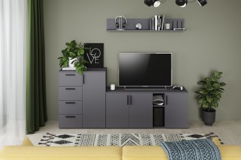 Стенка Эйр модульная, графит (Моби) в Невьянске - nevyansk.mebel-e96.ru