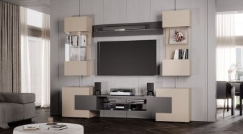 Стенка Фэнтези графит/кашемир (Лин) в Невьянске - nevyansk.mebel-e96.ru