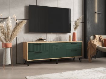 Тумба ТВ Флэш крафт/грин (Миф) в Невьянске - nevyansk.mebel-e96.ru