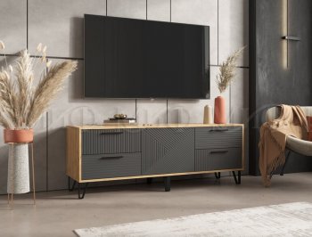 Тумба ТВ Флэш крафт/графит (Миф) в Невьянске - nevyansk.mebel-e96.ru