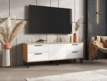 Тумба ТВ Флэш крафт/белый (Миф) в Невьянске - nevyansk.mebel-e96.ru