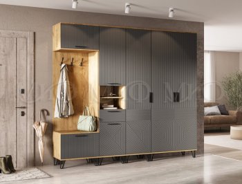 Прихожая Флэш крафт/графит модульная (Миф) в Невьянске - nevyansk.mebel-e96.ru