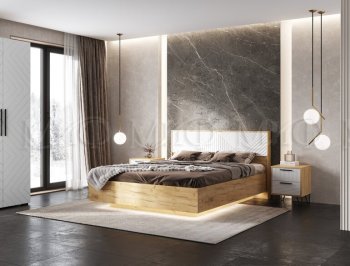 Кровать парящая Флэш крафт/белый (Миф) в Невьянске - nevyansk.mebel-e96.ru
