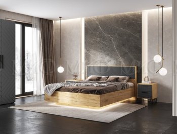 Кровать парящая Флэш крафт/графит(Миф) в Невьянске - nevyansk.mebel-e96.ru
