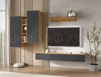 Стенка Флэш комп.2 крафт/графит (Миф) в Невьянске - nevyansk.mebel-e96.ru