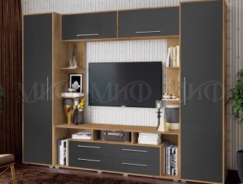 Стенка Гармония (2700) МДФ крафт/графит (Миф) в Невьянске - nevyansk.mebel-e96.ru