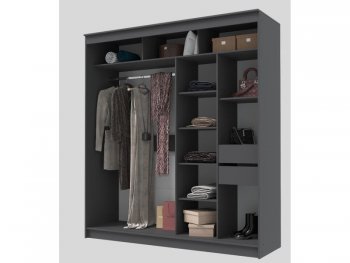 Шкаф-купе 2000 мм Гранд-1 зеркало/зеркало, графит (Эра) в Невьянске - nevyansk.mebel-e96.ru