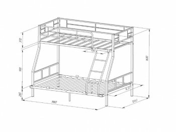 Кровать двухъярусная Гранада-1ПЯЯ 140 в Невьянске - nevyansk.mebel-e96.ru