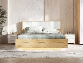 Кровать парящая Ирис крафт/белый с подсветкой (Миф) в Невьянске - nevyansk.mebel-e96.ru