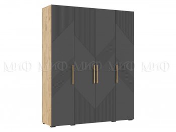Шкаф 1800 мм Ирис с антресолью крафт/графит (Миф) в Невьянске - nevyansk.mebel-e96.ru