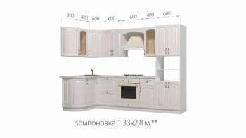 Кухонный гарнитур Кантри 1330*2800 мм в Невьянске - nevyansk.mebel-e96.ru