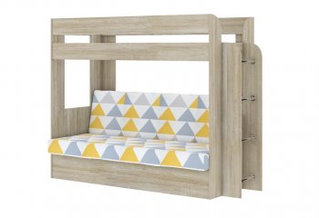 Кровать 2-х ярусная с диваном Карамель 75 сонома (Otto Yellow) в Невьянске - nevyansk.mebel-e96.ru