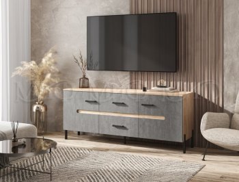 Тумба ТВ Ким бетон темный (Миф) в Невьянске - nevyansk.mebel-e96.ru
