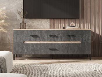 Тумба ТВ Ким бетон графит (Миф) в Невьянске - nevyansk.mebel-e96.ru
