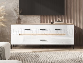 Тумба ТВ Ким белый глянец холодный (Миф) в Невьянске - nevyansk.mebel-e96.ru