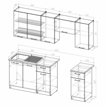 Кухонный гарнитур Кира компакт 2200 мм (Герда) в Невьянске - nevyansk.mebel-e96.ru