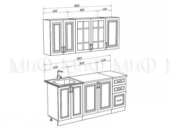 Кухонный гарнитур Констанция 1800 мм белый/джинс (Миф) в Невьянске - nevyansk.mebel-e96.ru