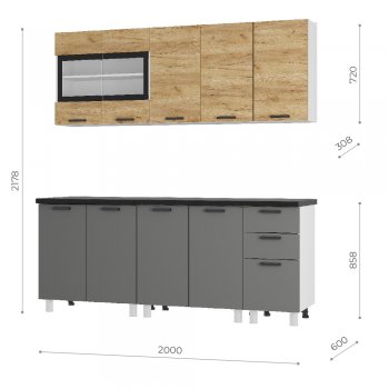 Кухонный гарнитур 2000 мм Крафт тип 2 (БТС) в Невьянске - nevyansk.mebel-e96.ru