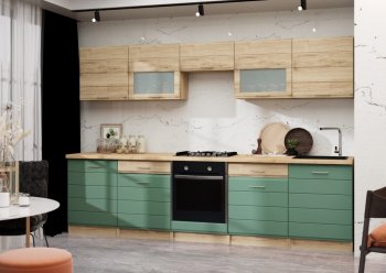 Кухонный гарнитур 3000 мм Кремона фисташка (Росток) в Невьянске - nevyansk.mebel-e96.ru
