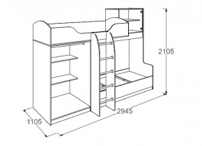 Кровать 2-х ярусная №2 Омега 18 (800*2000) в Невьянске - nevyansk.mebel-e96.ru