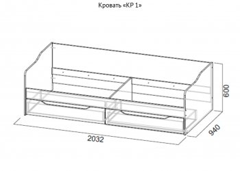 Кровать КР-1 Дуб сонома (СВ) в Невьянске - nevyansk.mebel-e96.ru