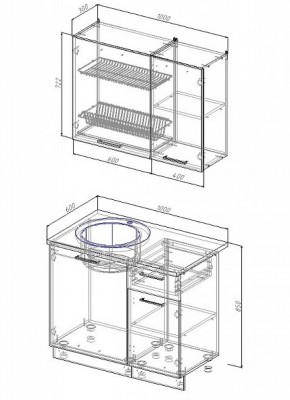 Кухонный гарнитур Антрацит 1000 в Невьянске - nevyansk.mebel-e96.ru