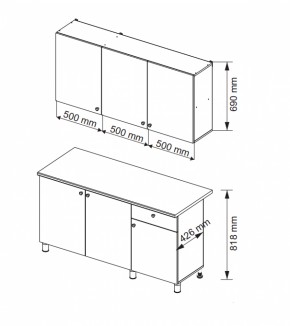 Кухонный гарнитур POINT 1500 мм (Гор) в Невьянске - nevyansk.mebel-e96.ru