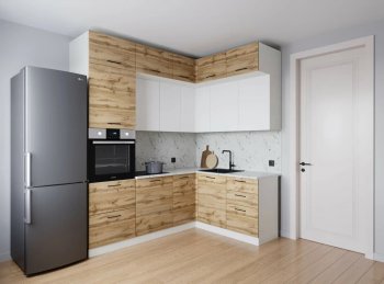 Кухонный гарнитур угловой Лада 2200*1700 мм (Санвут) в Невьянске - nevyansk.mebel-e96.ru