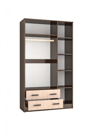 Шкаф Лагуна с антресолью с зеркалом венге/дуб (Текс) в Невьянске - nevyansk.mebel-e96.ru