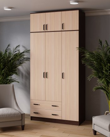 Шкаф Лагуна с антресолью венге/дуб (Текс) в Невьянске - nevyansk.mebel-e96.ru