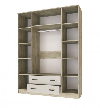 Шкаф 1600 мм Лагуна с антресолью крафт серый/кашемир (Текс) в Невьянске - nevyansk.mebel-e96.ru